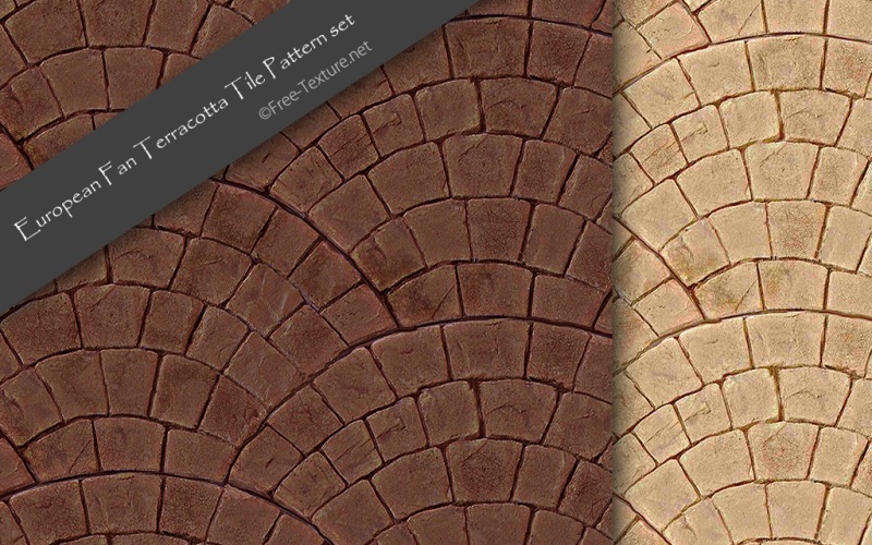フリーテクスチャ素材館 ヨーロピアンファン テラコッタタイル 継ぎ目なしのパターン素材2色 Photo